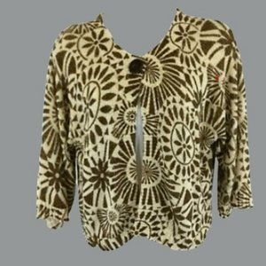 August - Cream and Brown Sweater - Size Large